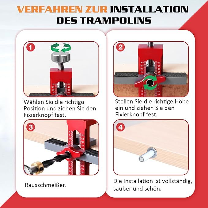 Einstellbarer Schrank Tür Installation Positioner, Topfband bohrschablone tür Mount Locator einstellbarer Länge, Cabinet Door Hardware Mounting Jig Positioning Tool den meisten Schranktüren (rot)