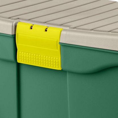 Pure Garden Rollbarer Gartenwagen mit Sitz, Kunststoff-Aufbewahrung mit Bank und Werkzeugablage im Inneren, Gartenhocker zum Jäten und Pflanzen (grün)