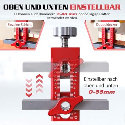 Einstellbarer Schrank Tür Installation Positioner, Topfband bohrschablone tür Mount Locator einstellbarer Länge, Cabinet Door Hardware Mounting Jig Positioning Tool den meisten Schranktüren (rot)