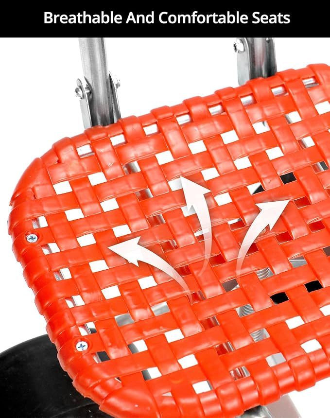  gartenhocker mit Rollen, Rollsitz für Gartenarbeit, 360 ° Drehbarer, Rot, Höhenverstellbar, für Haushalt und Garten