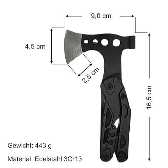 BROSELLER Multitool – kompakt – 16 Funktionen – inkl. Hammer & Axt – für Outdoor- & Survival-Enthusiasten, Bushcrafter, Camper, Jäger, Angler, Heimwerker oder Wanderer – tolle Geschenkidee für Männer