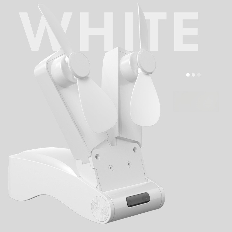 High wind power portable folding double head fan outdoor mini fan handheld mute high wind power fan