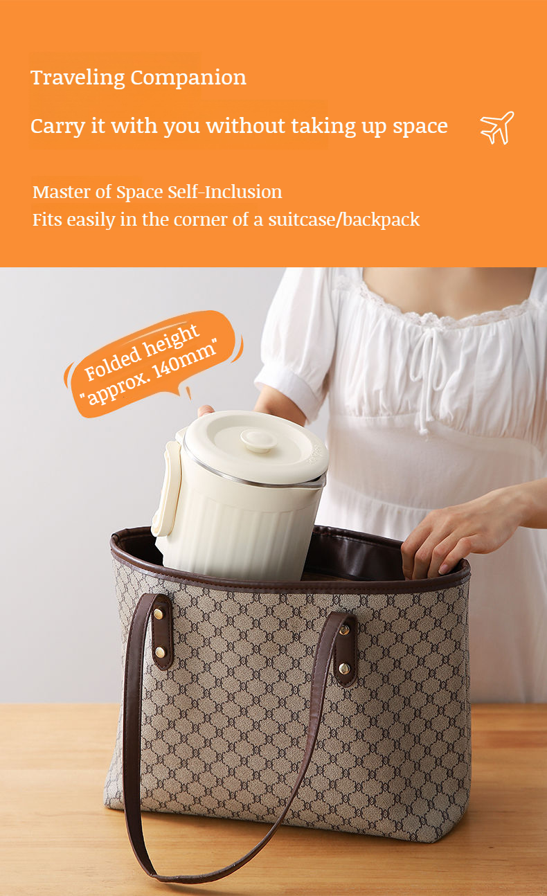 Fast-boiling compact electric kettle for travelers