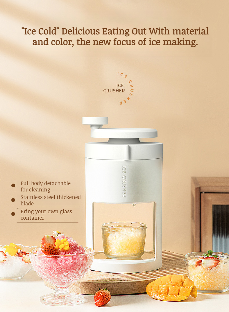 Compact household small ice shaver on kitchen counter