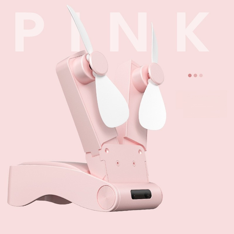 High wind power portable folding double head fan outdoor mini fan handheld mute high wind power fan