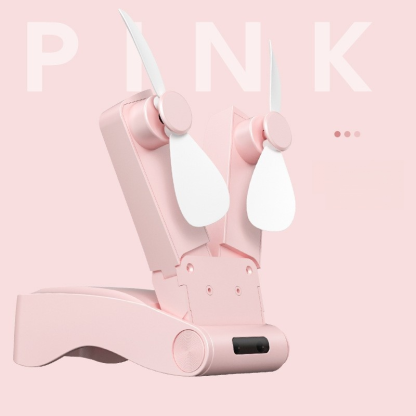 High wind power portable folding double head fan outdoor mini fan handheld mute high wind power fan