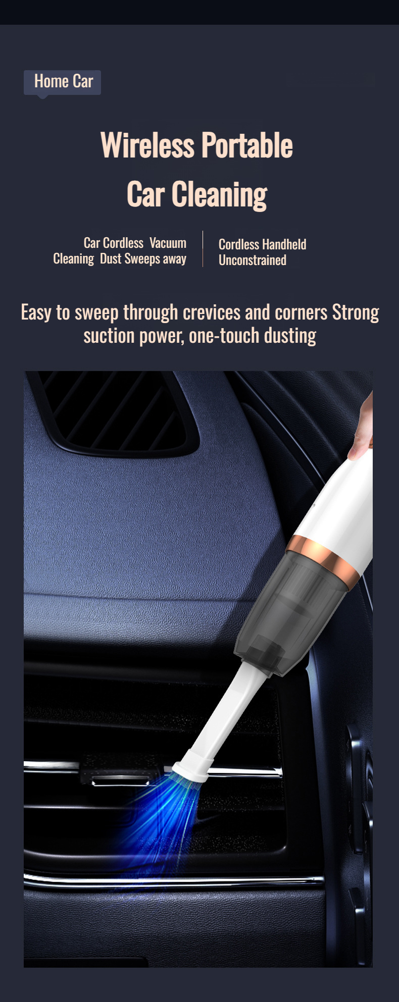 Compact handheld vacuum cleaner for car and sofa
