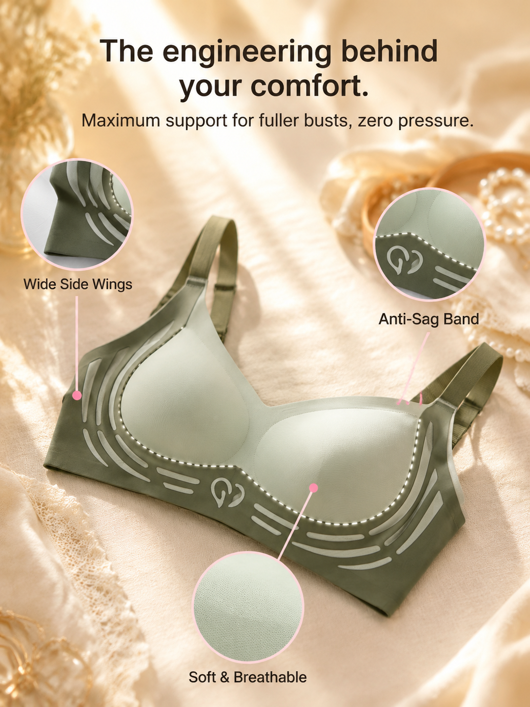 【Look 10kg Lighter】3D Wire-Free Minimizer Bra 💖 | Back Smoothing | Anti-Sag | Seamless | Breathable 🌸