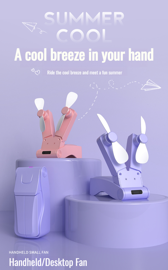 High wind power portable folding double head fan