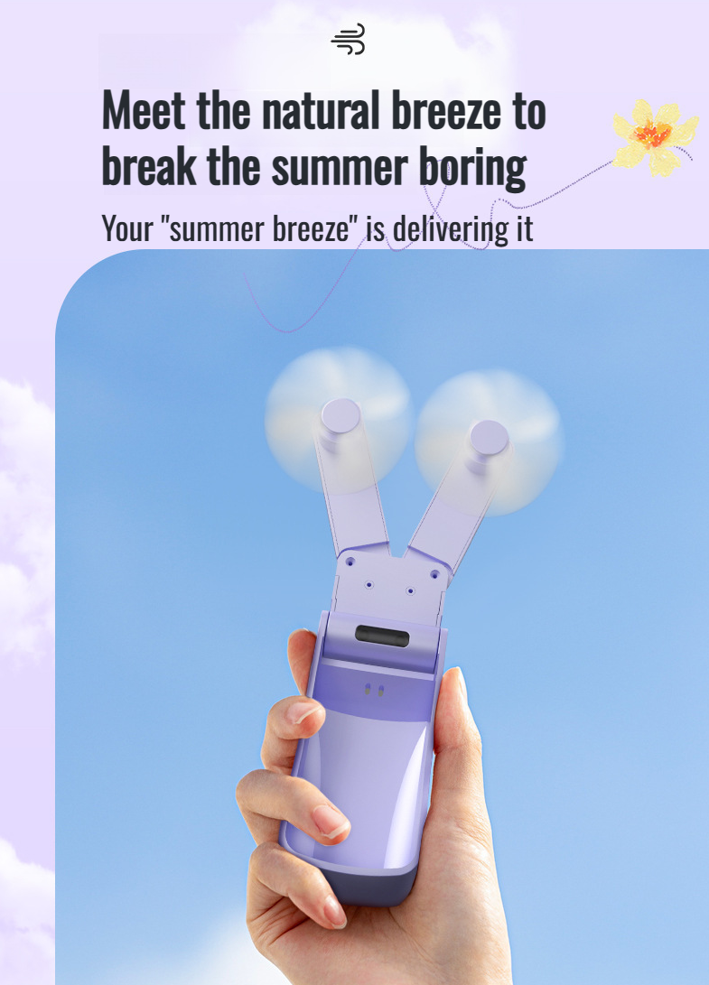 Outdoor mini fan with dual heads