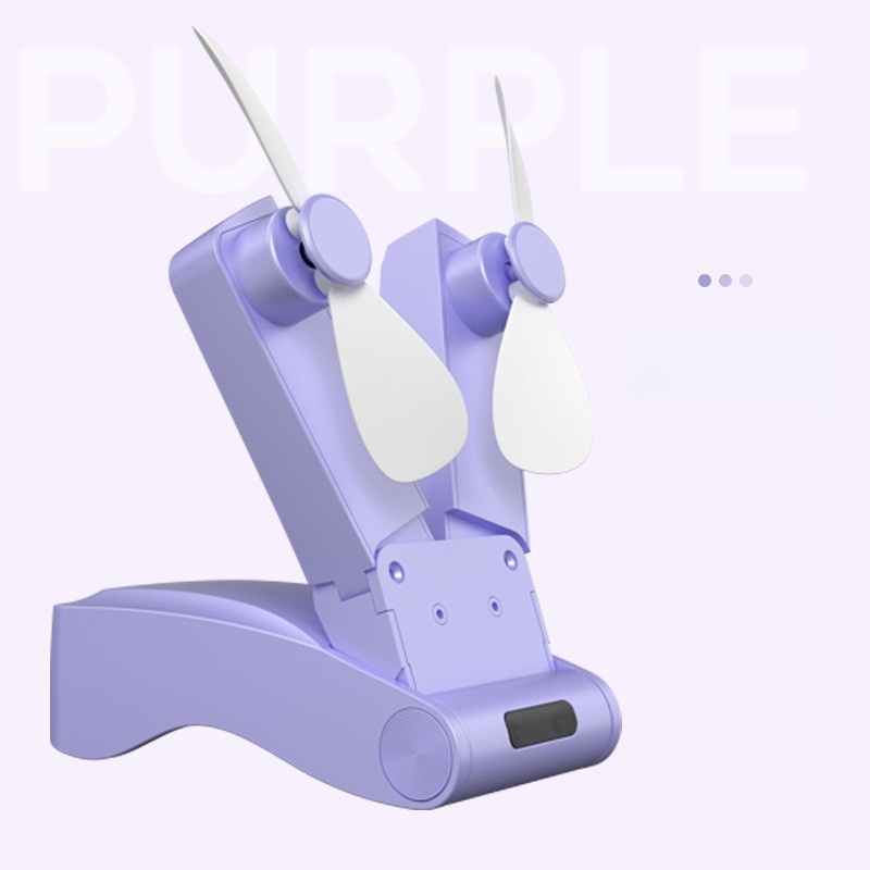 High wind power portable folding double head fan outdoor mini fan handheld mute high wind power fan