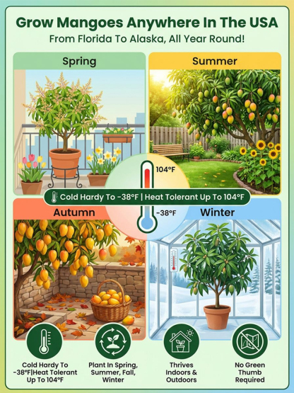 🥭 Cold Hardy Dwarf Mango Tree - 99% Survival Rate - Year 1 Harvest - Grow Anywhere in UK 🏠