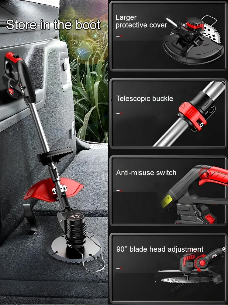 [10-Year Warranty] 1880W Ultra-Light Cordless Grass Trimmer 🌿 | Mows 200sqm in 10 Mins | Telescopic Pole No Bending | CE and TÜV Certified