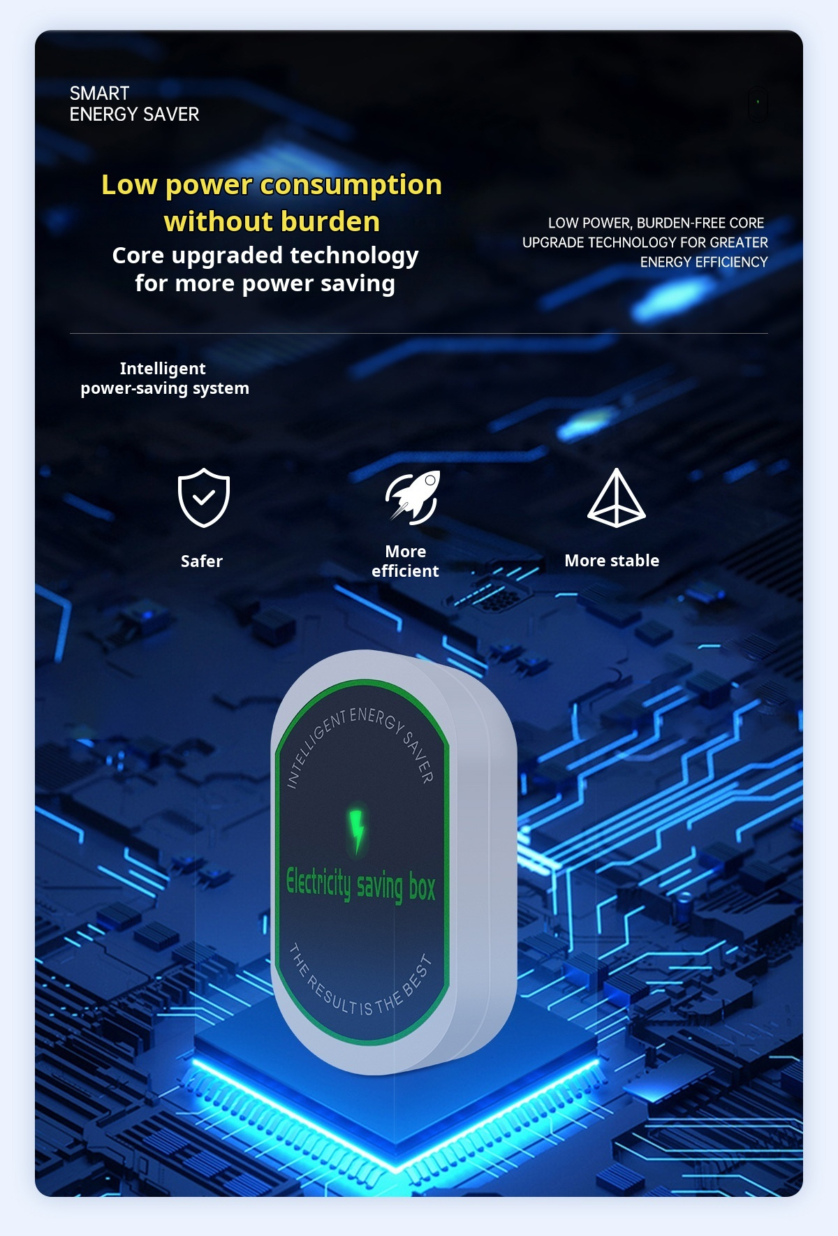 Close-up of intelligent power saver technology