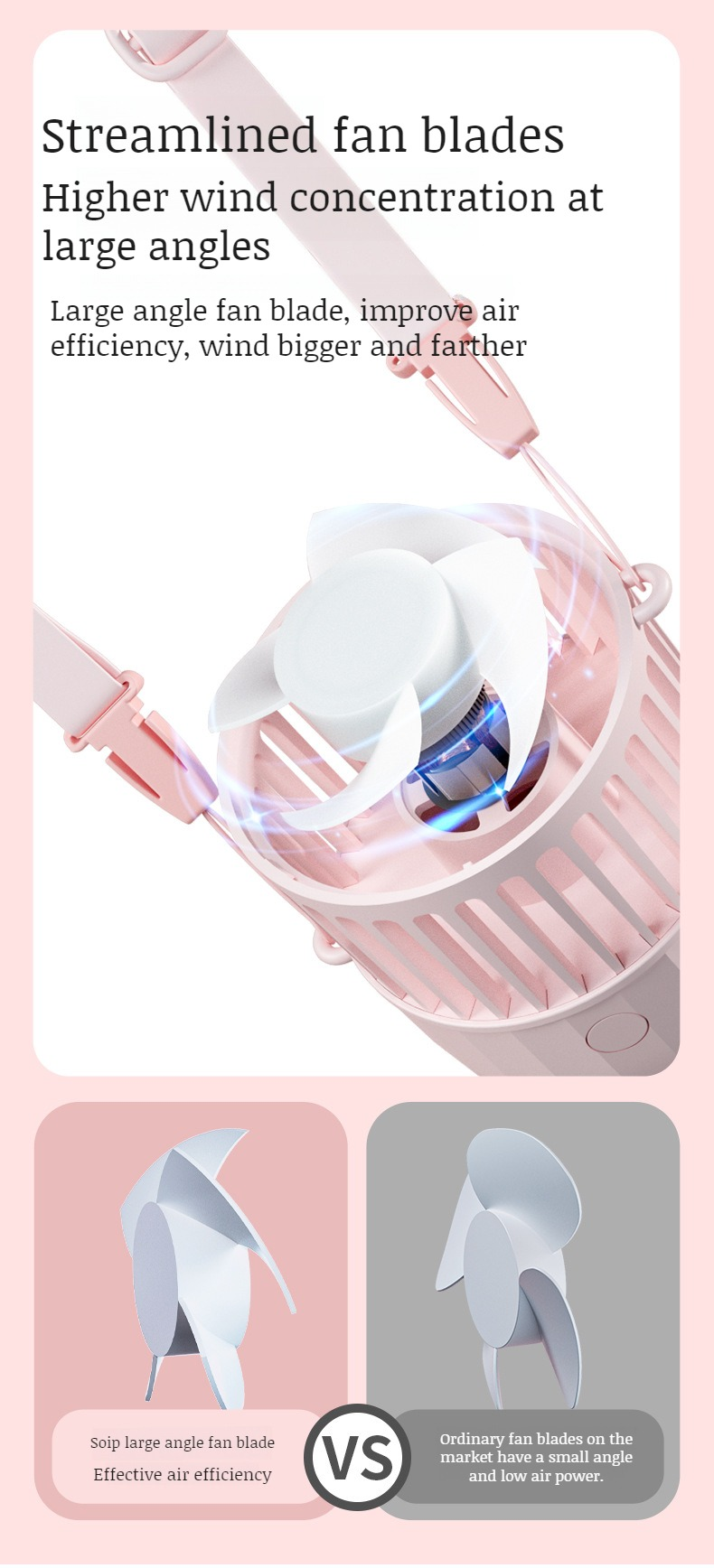 Slant span small fan Student portable mini small fan Usb rechargeable mute mini portable fan