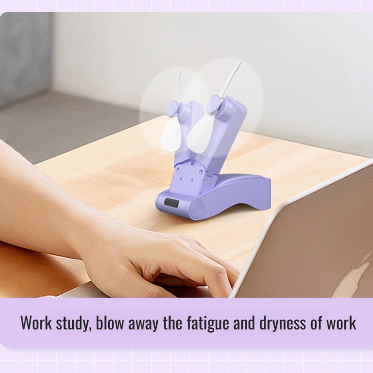 High wind power portable folding double head fan outdoor mini fan handheld mute high wind power fan