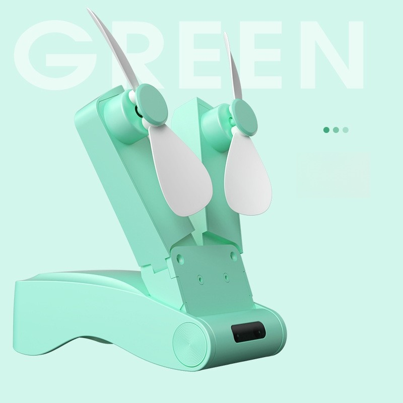 High wind power portable folding double head fan outdoor mini fan handheld mute high wind power fan