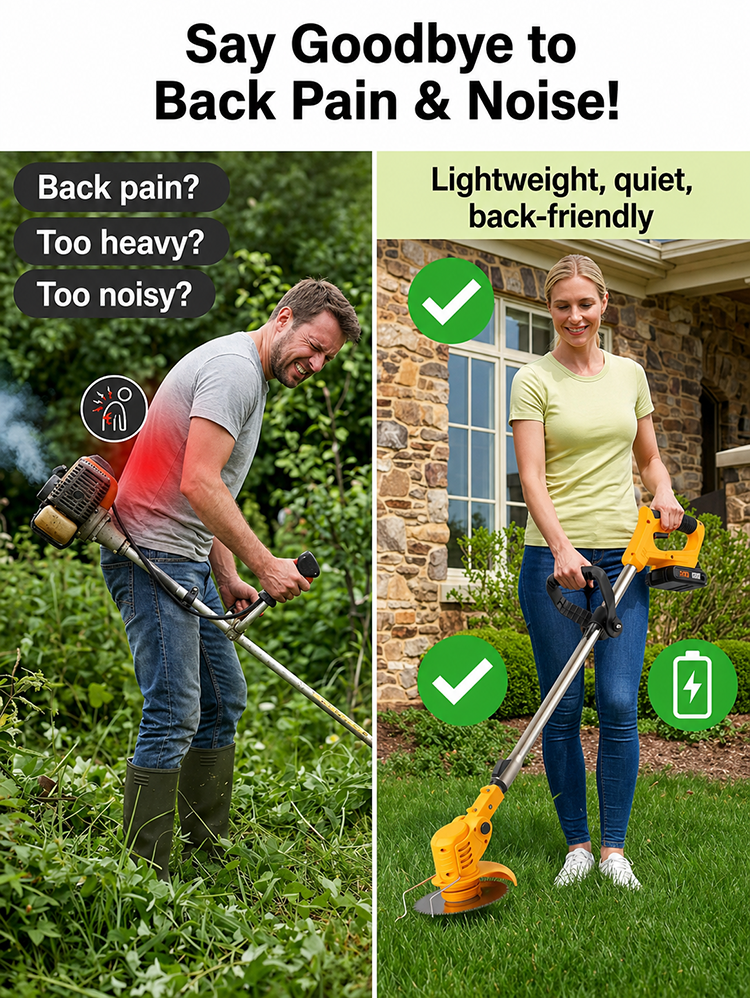 Garden Master 4-in-1 Cordless Trimmer | 48V Battery 🔋 Ultra-Lightweight ⚡ 600W Power 🌿 No Noise 🔇