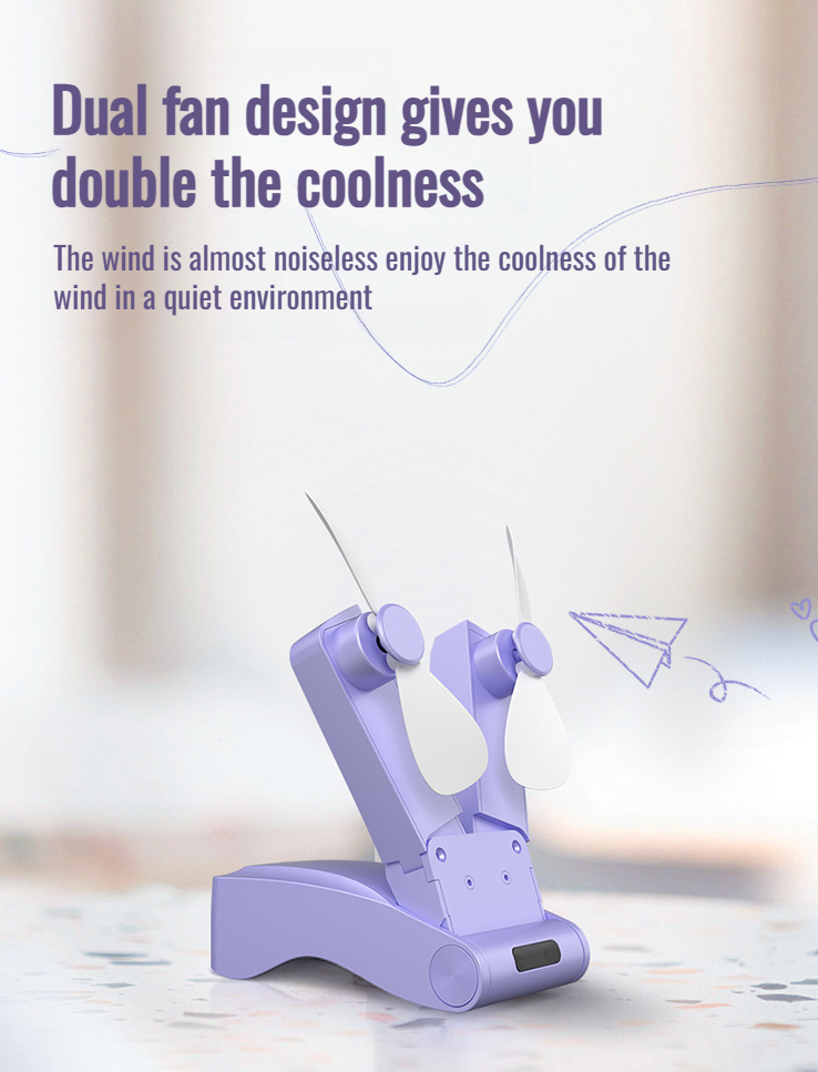 Handheld mute high wind power fan for travel