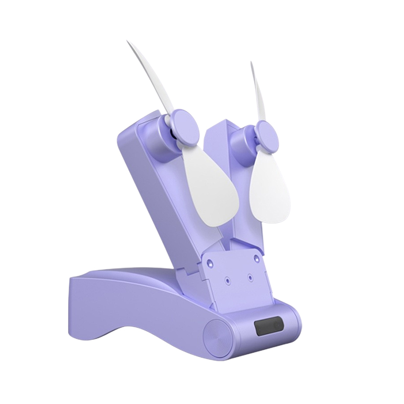 High wind power portable folding double head fan outdoor mini fan handheld mute high wind power fan