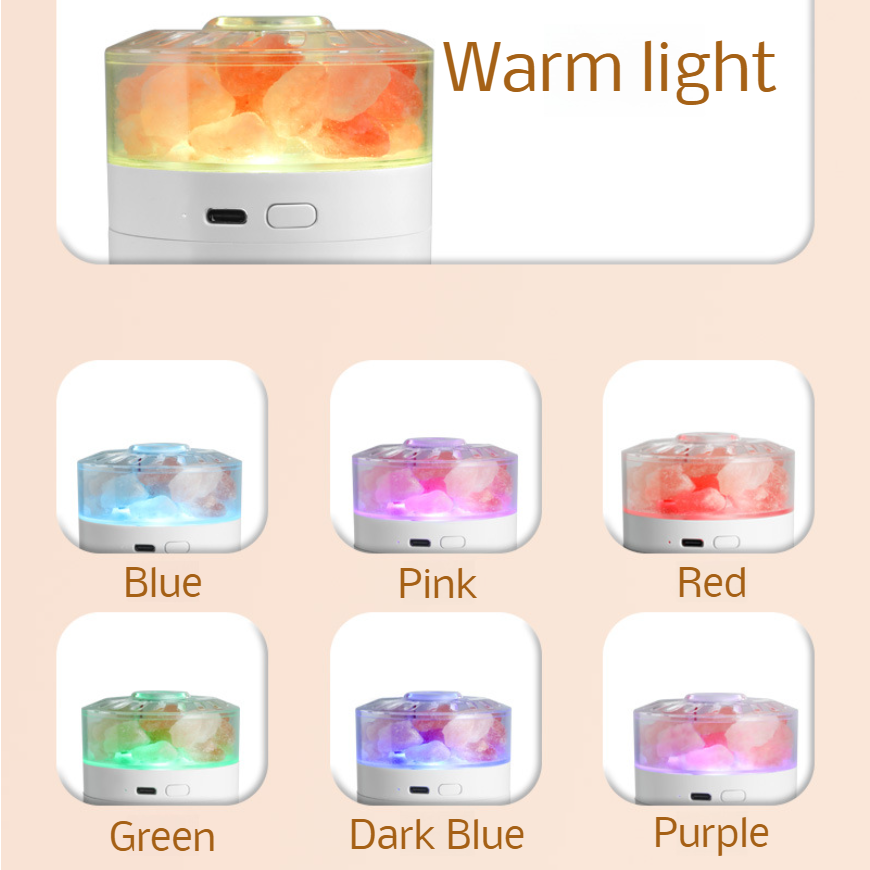 Car humidifier colorful ambient light mini humidifier wireless charging models salt lamp humidifier