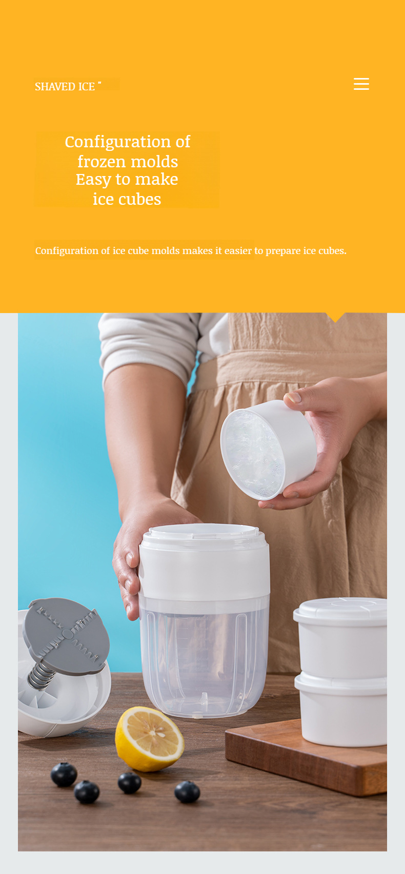 Compact shaved ice maker for kitchen