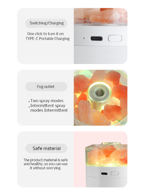 Car humidifier colorful ambient light mini humidifier wireless charging models salt lamp humidifier