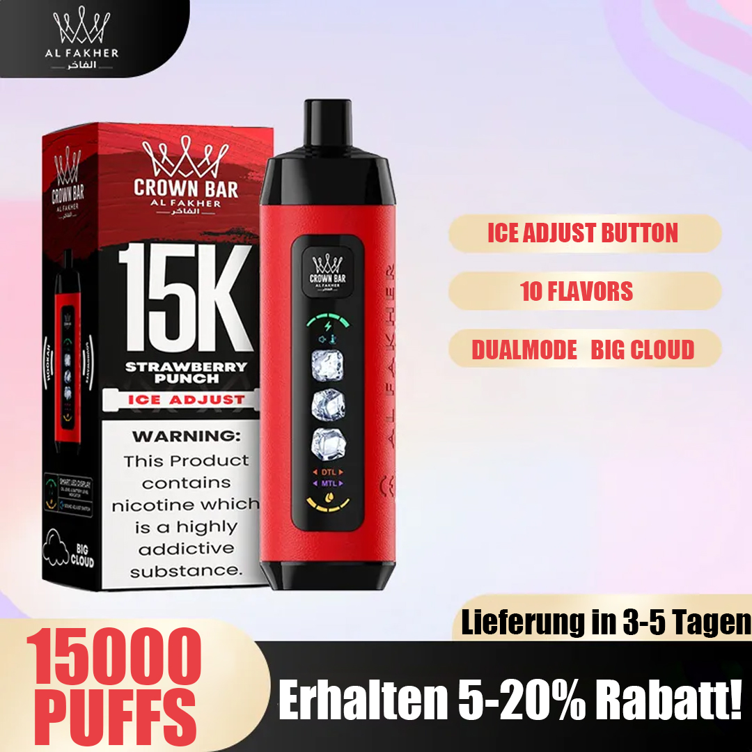 Al Fakher 15K mit einstellbarer Kühle Einweg-E-Zigarette 