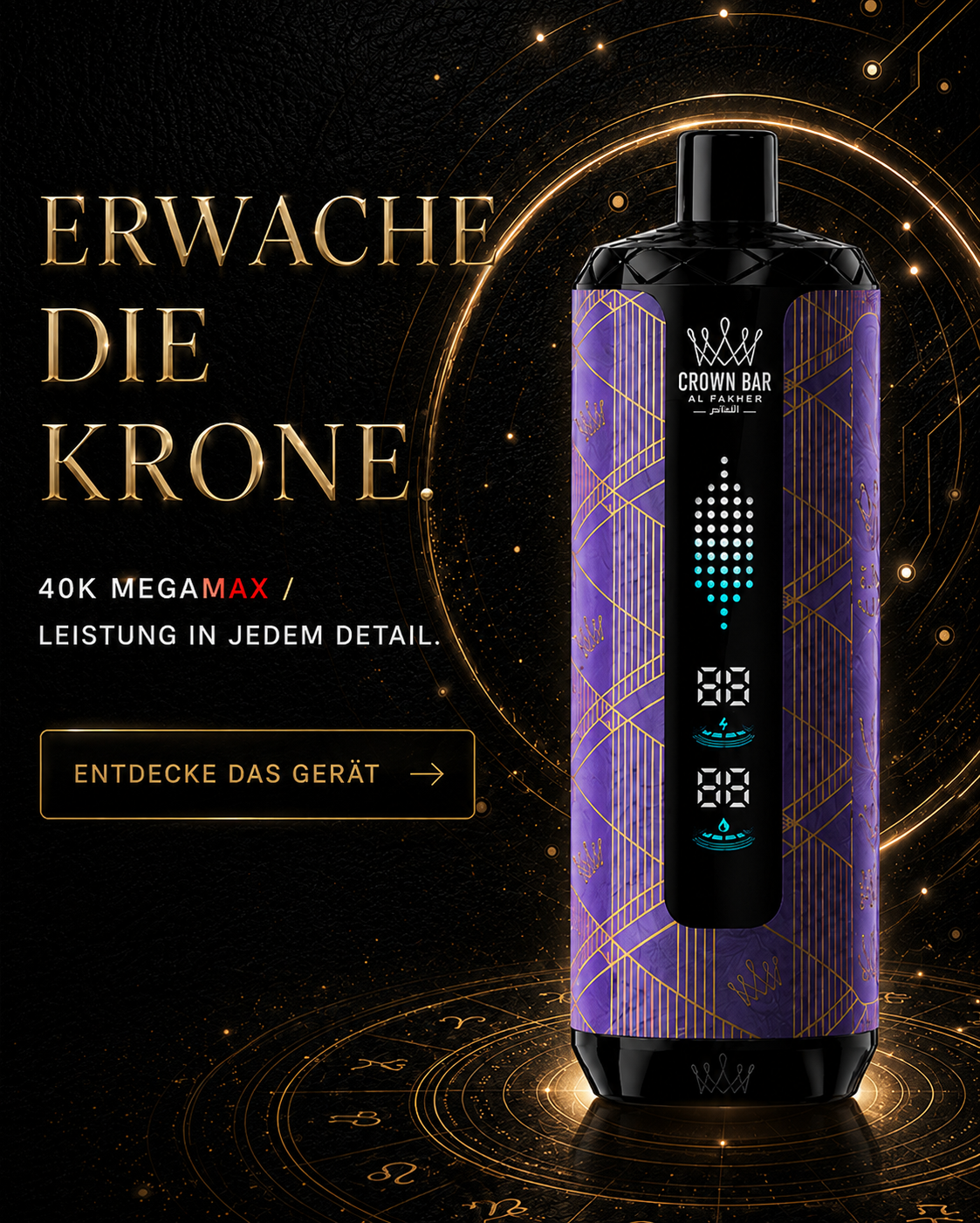 Al Fakher Crown Bar 40K Mega Max mit Smart Display