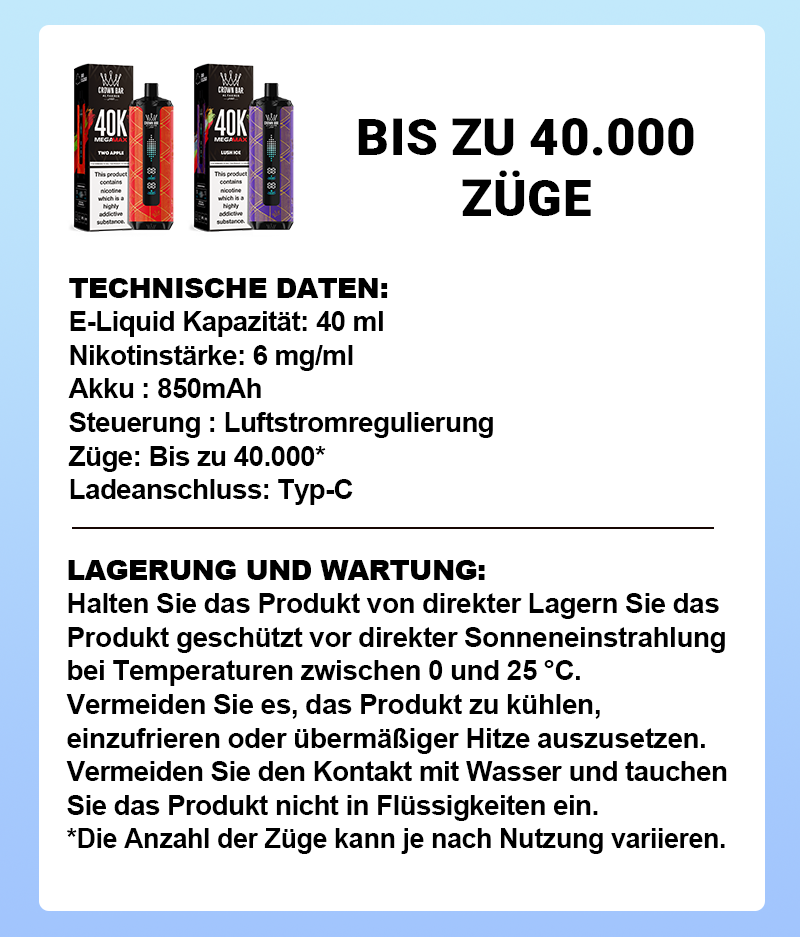 Al Fakher Crown Bar 40K Mega Max Originalware kaufen