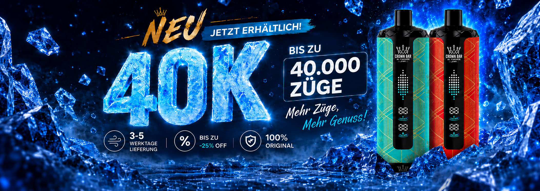 Al Fakher Crown Bar 40K Mega Max – bis zu 40.000 Züge, 25 % Rabatt und Lieferung in 3–5 Werktagen