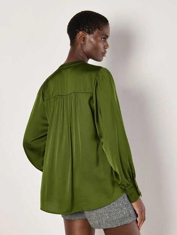 Balloon Sleeve Satin Blouse