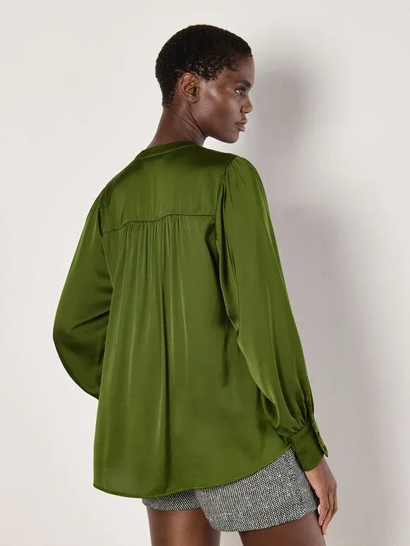 Balloon Sleeve Satin Blouse