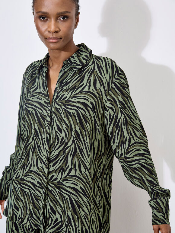 Zebra Print High-Low Shirt