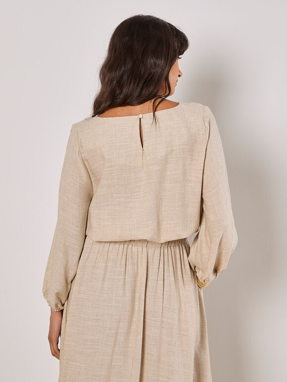 Linen Blend Bubble Hem Crop Top