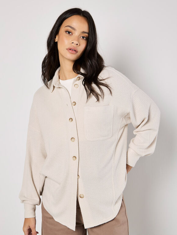 Oversized Waffle Knit Shirt