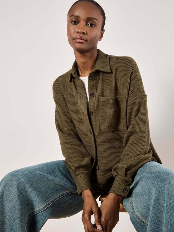 Oversized Waffle Knit Shirt