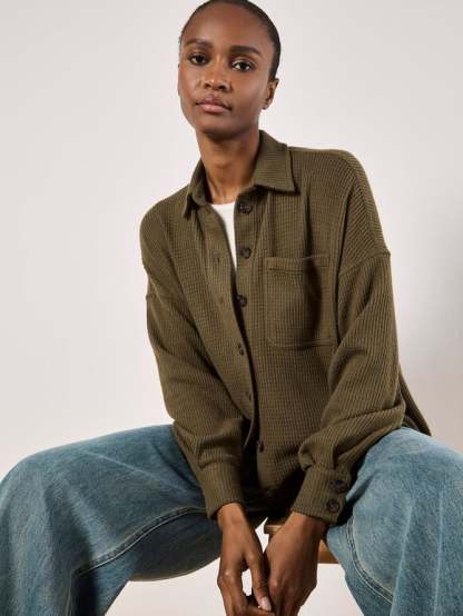 Oversized Waffle Knit Shirt