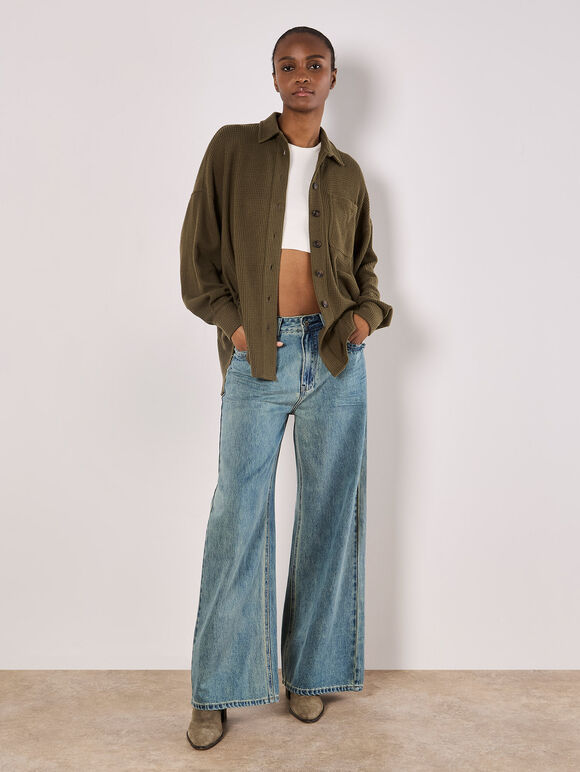 Oversized Waffle Knit Shirt