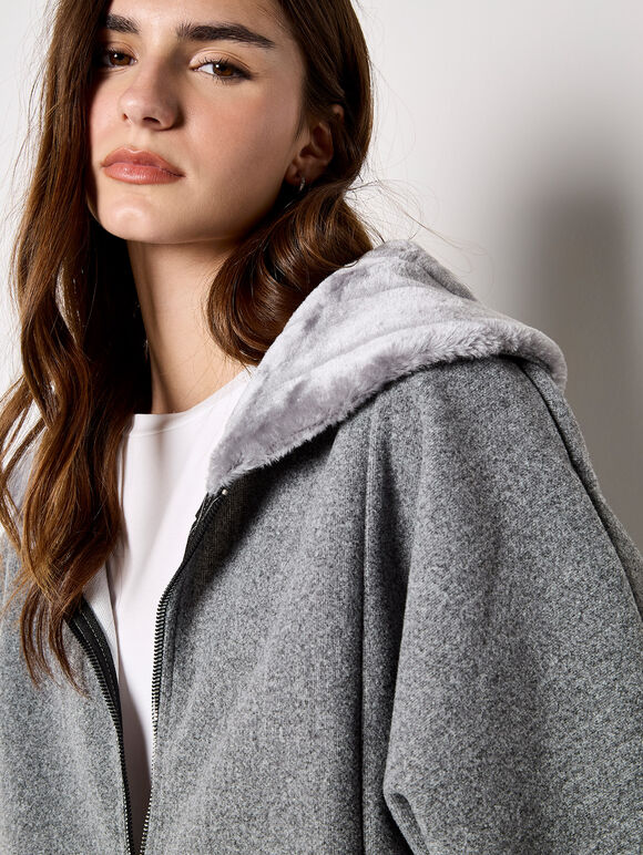 Faux Fur Zip Fleece Jacket