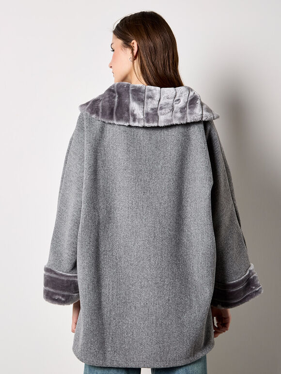 Faux Fur Zip Fleece Jacket