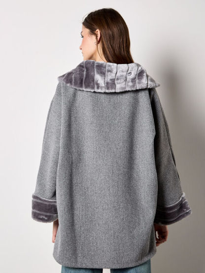 Faux Fur Zip Fleece Jacket