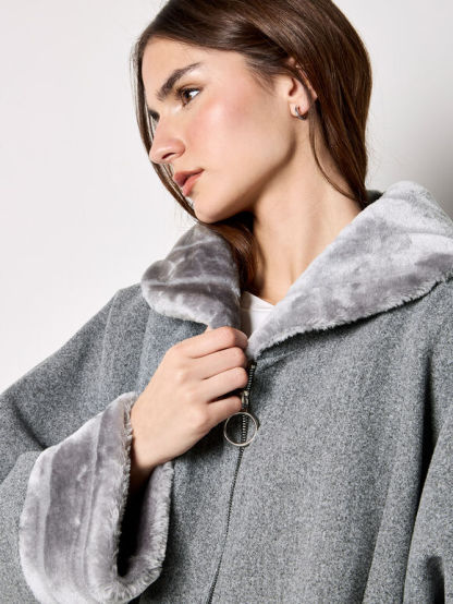 Faux Fur Zip Fleece Jacket