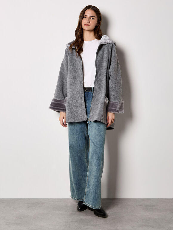 Faux Fur Zip Fleece Jacket