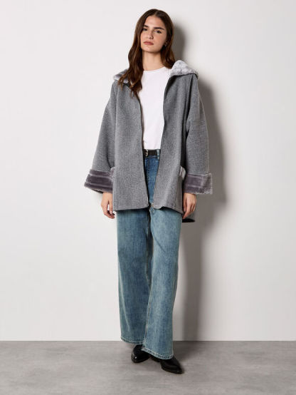 Faux Fur Zip Fleece Jacket