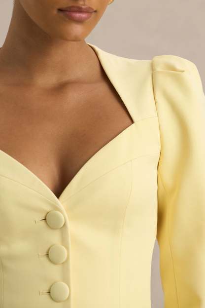 Lemon Sweetheart-Neck Tailored Top