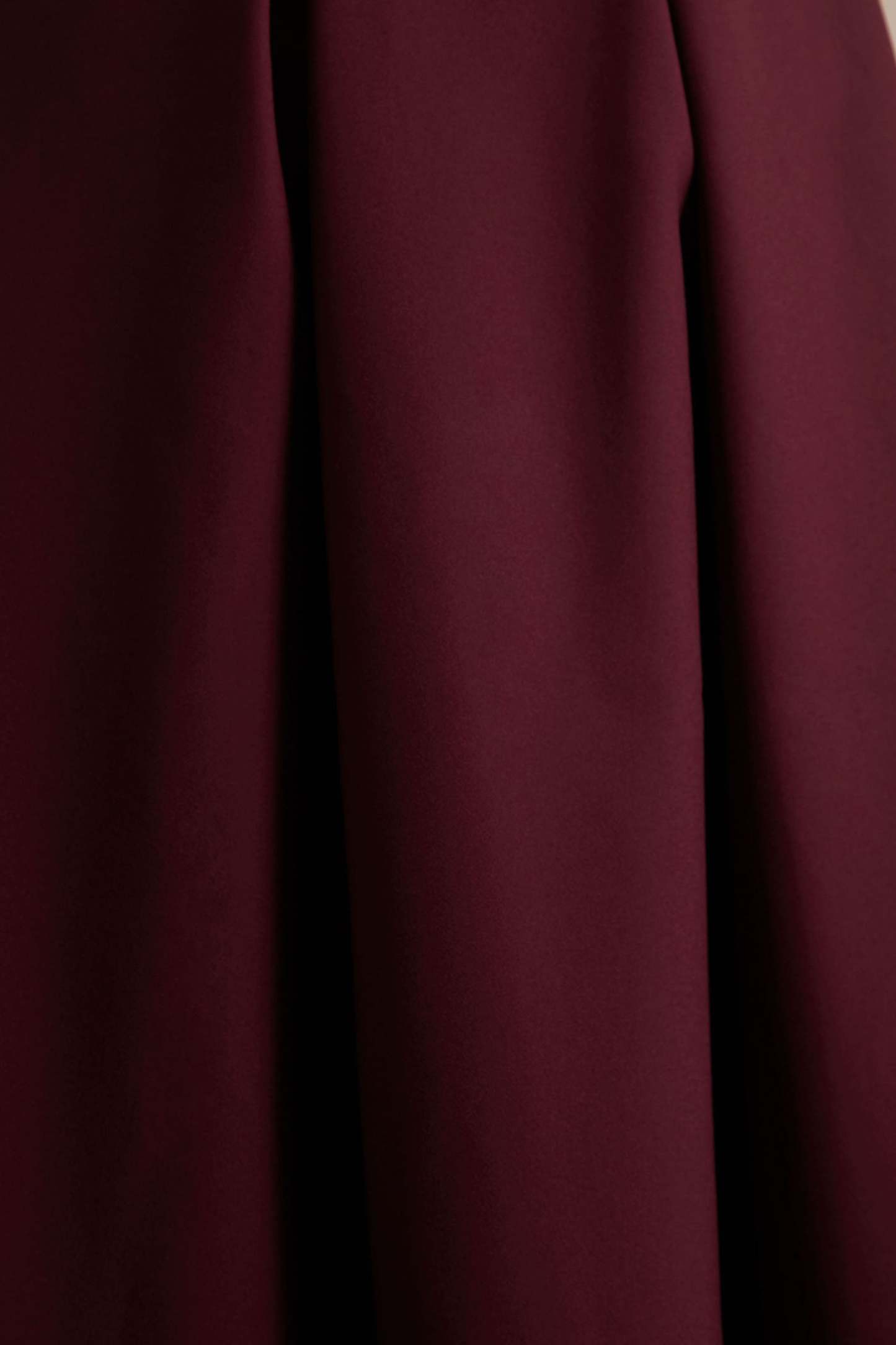 Burgundy High-Neck Midi Dress