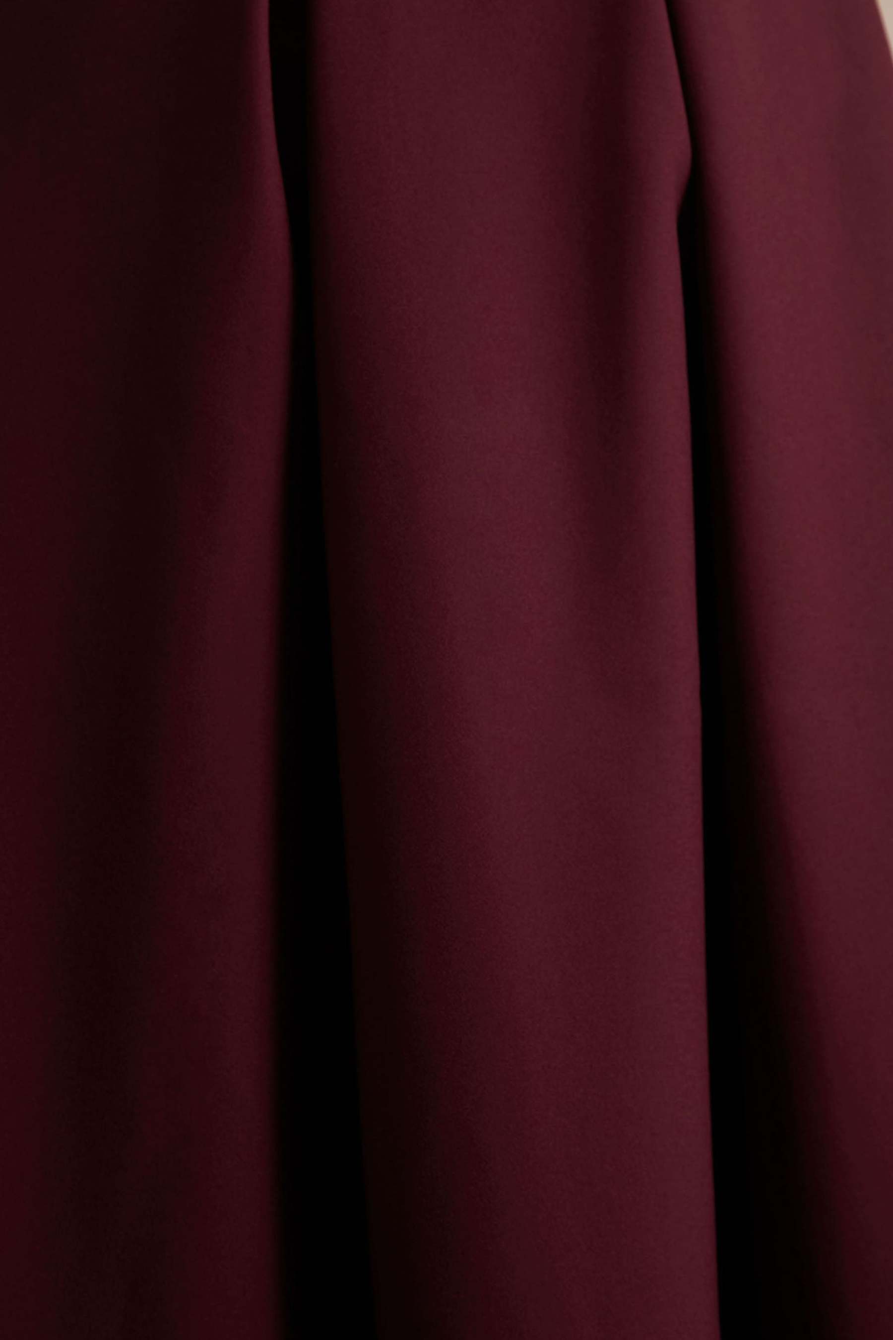 Burgundy High-Neck Midi Dress