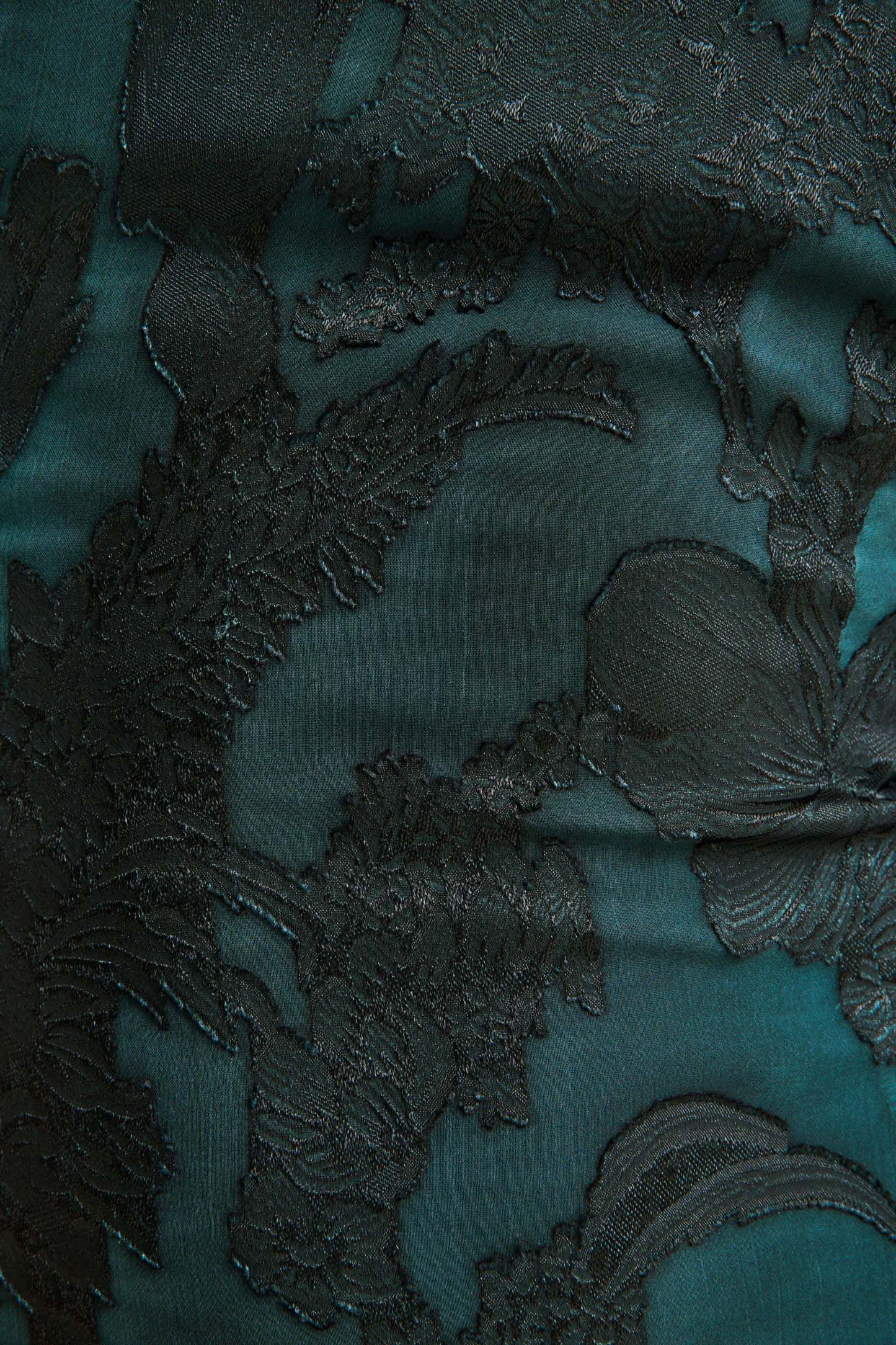 Dark Green Satin Devore Square-Neck Maxi Dress With Removable Twisted-Cape