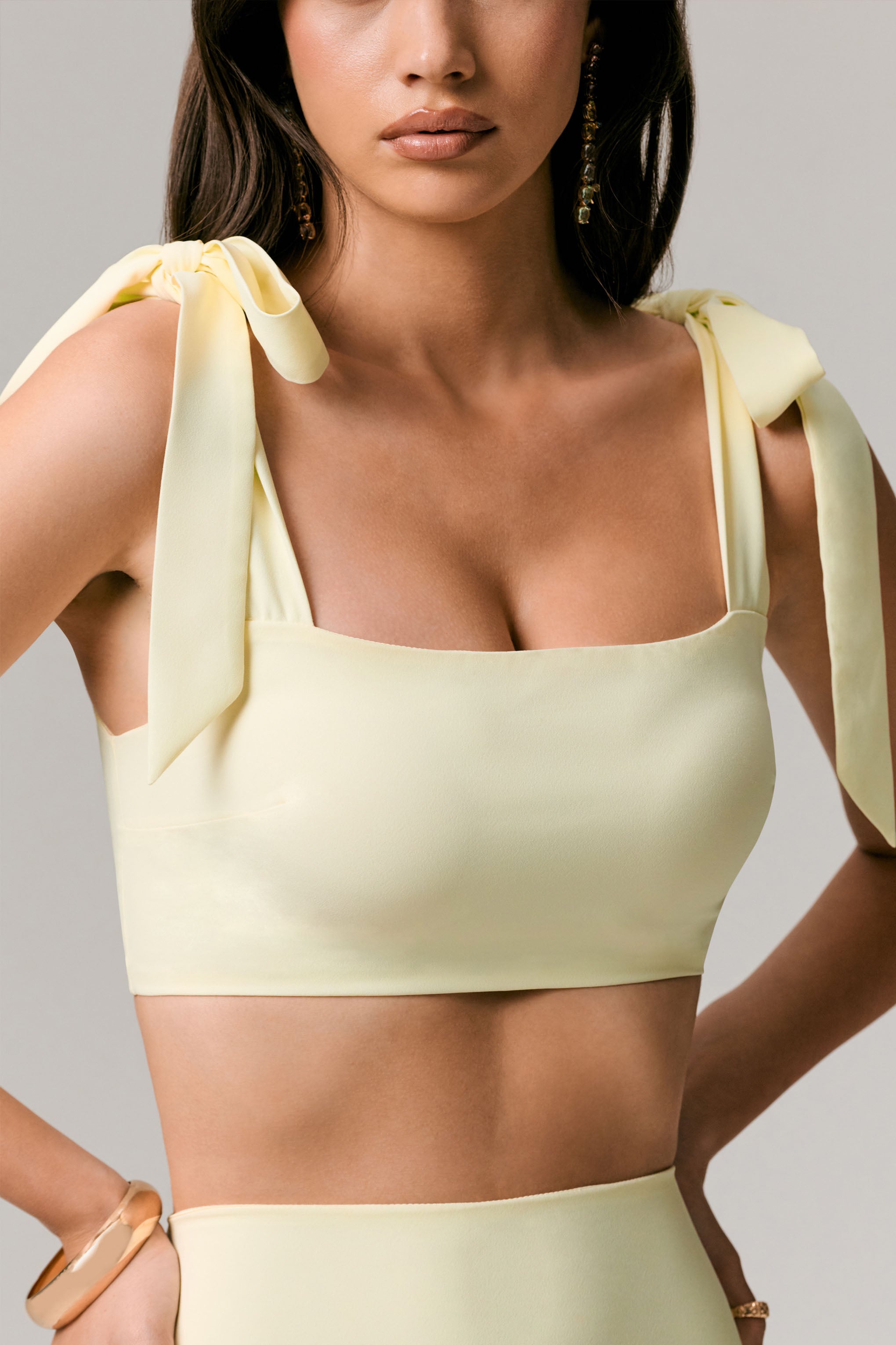 Lemon Tie-Strap Crop Top